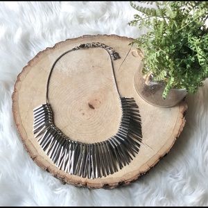 BCBG Silver Triangle Statement Collar Necklace